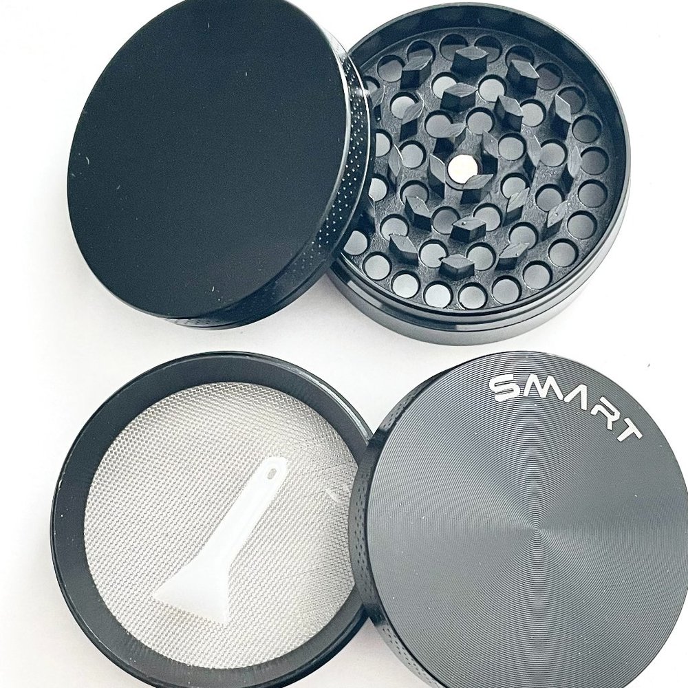 56mm Metal Black Tobacco Herb Grinder 4 Part